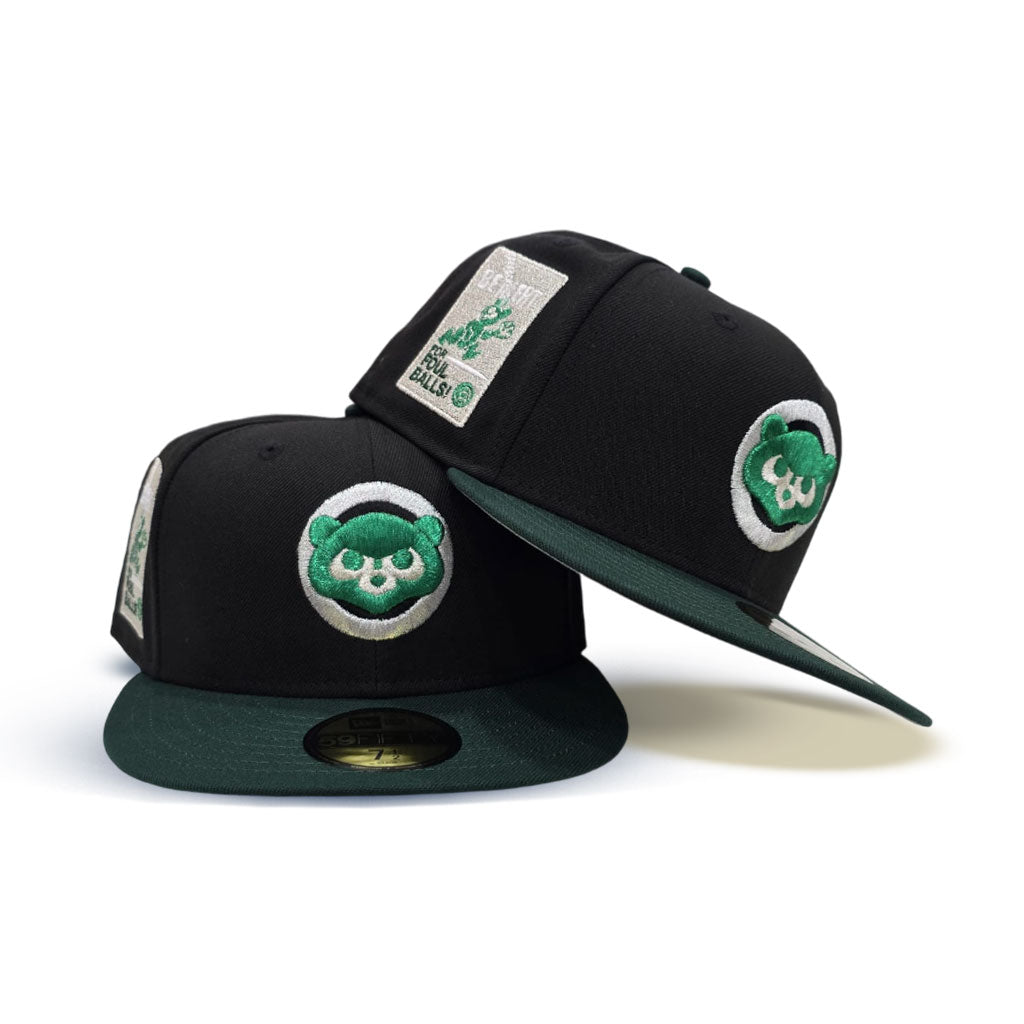 Black Chicago Cubs Dark Green Visor Gray Bottom Be Alert Foul Balls Side Patch New Era 59Fifty Fitted