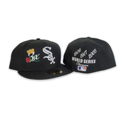 Black Chicago White Sox 3X World Series Champions Crown New Era 59Fifty Fitted