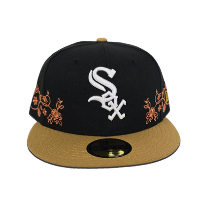 Black Chicago White Sox Floral Tan Visor Gray Bottom New Era 59Fifty Fitted