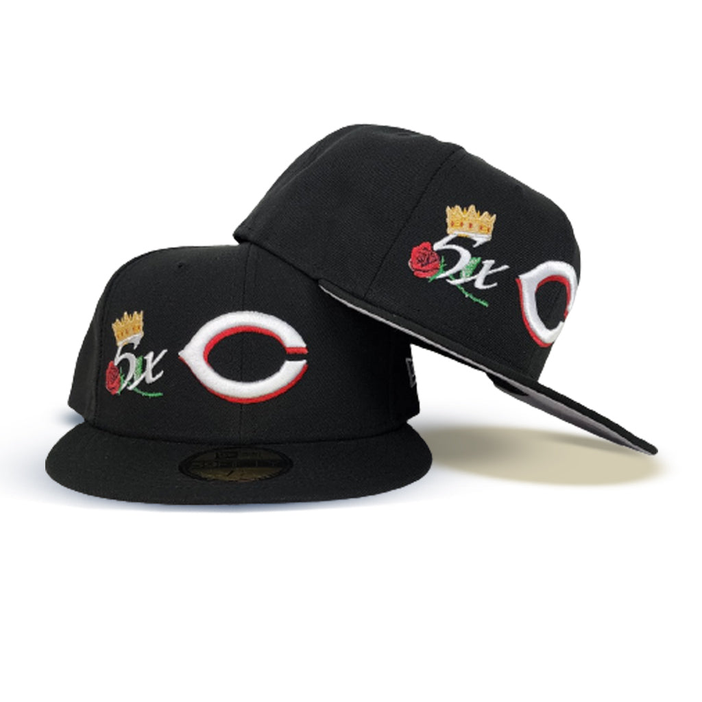 Black Cincinnati Reds 5X World Series Champions Crown New Era 59Fifty Fitted