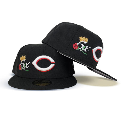 Black Cincinnati Reds 5X World Series Champions Crown New Era 59Fifty Fitted