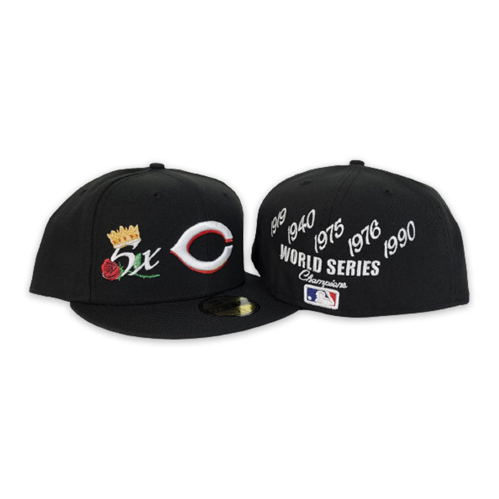 Black Cincinnati Reds 5X World Series Champions Crown New Era 59Fifty Fitted