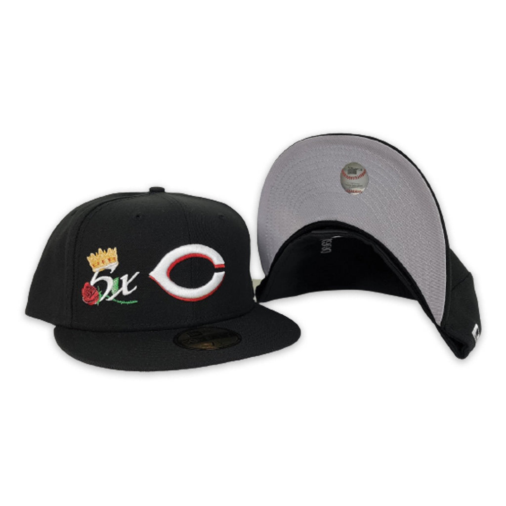 Black Cincinnati Reds 5X World Series Champions Crown New Era 59Fifty Fitted