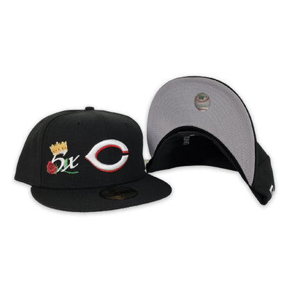 Black Cincinnati Reds 5X World Series Champions Crown New Era 59Fifty Fitted
