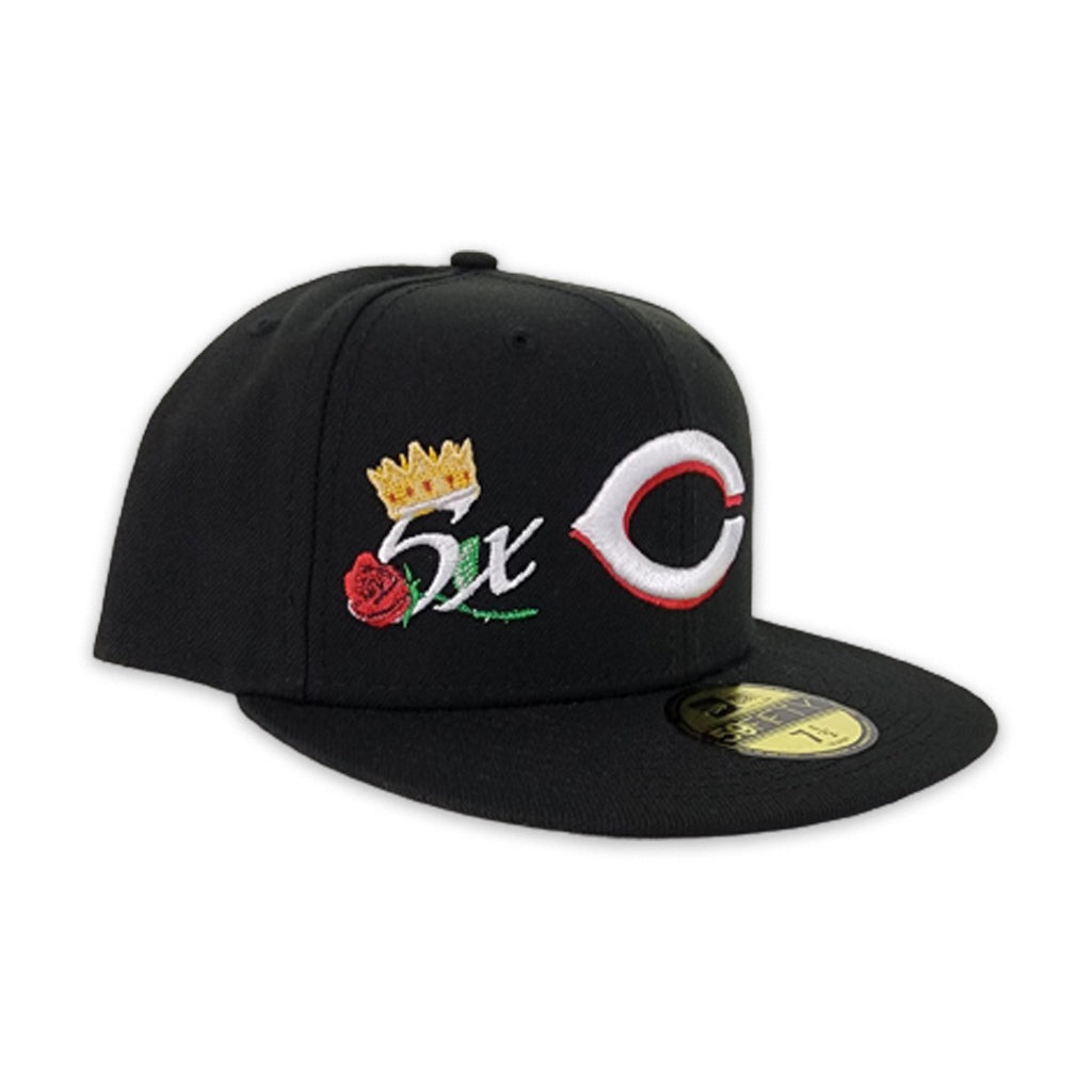 Black Cincinnati Reds 5X World Series Champions Crown New Era 59Fifty Fitted