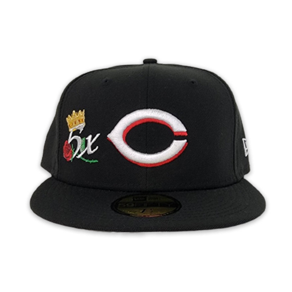 Black Cincinnati Reds 5X World Series Champions Crown New Era 59Fifty Fitted