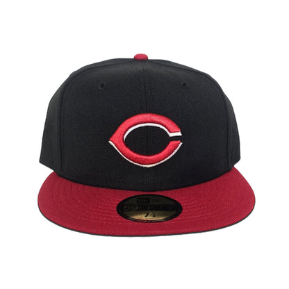 Black Cincinnati Reds Red Visor Gray Bottom New Era 59Fifty True Authentic On Field Fitted