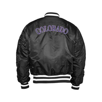 Black Colorado Rockies Alpha Industries X New Era Reversible MA-1 Bomber Jacket