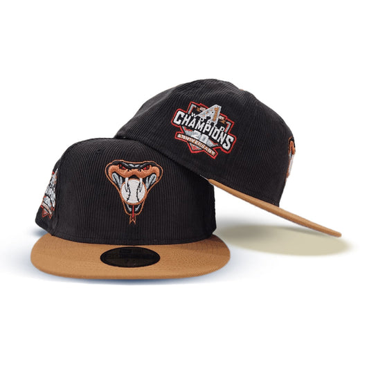 Black Corduroy Arizona Diamondbacks Toast Visor Gray Bottom 20th Anniversary Side Patch New Era 59Fifty Fitted
