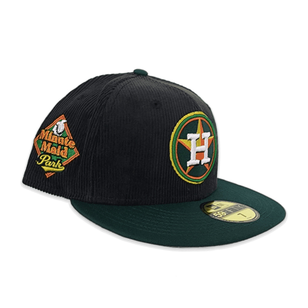 Black Corduroy Houston Astros Dark Green Visor Gray Bottom Minute Maid Park Side Patch New Era 59Fifty Fitted