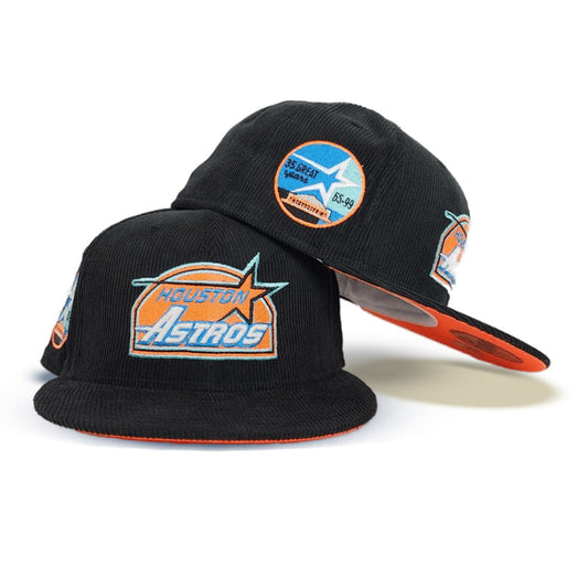Black Corduroy Houston Astros Visor Orange Bottom 35th Great Years Side Patch New Era 59Fifty Fitted