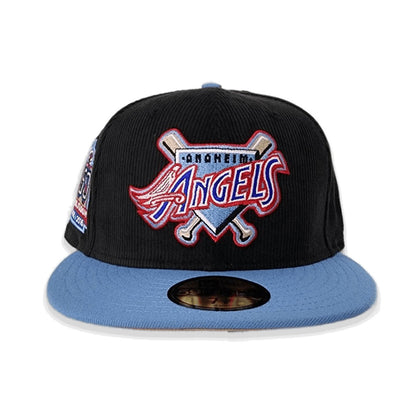 Black Corduroy Los Angeles Angels Icy Blue Visor Tan Bottom 50th Anniversary Side Patch New Era 59Fifty Fitted