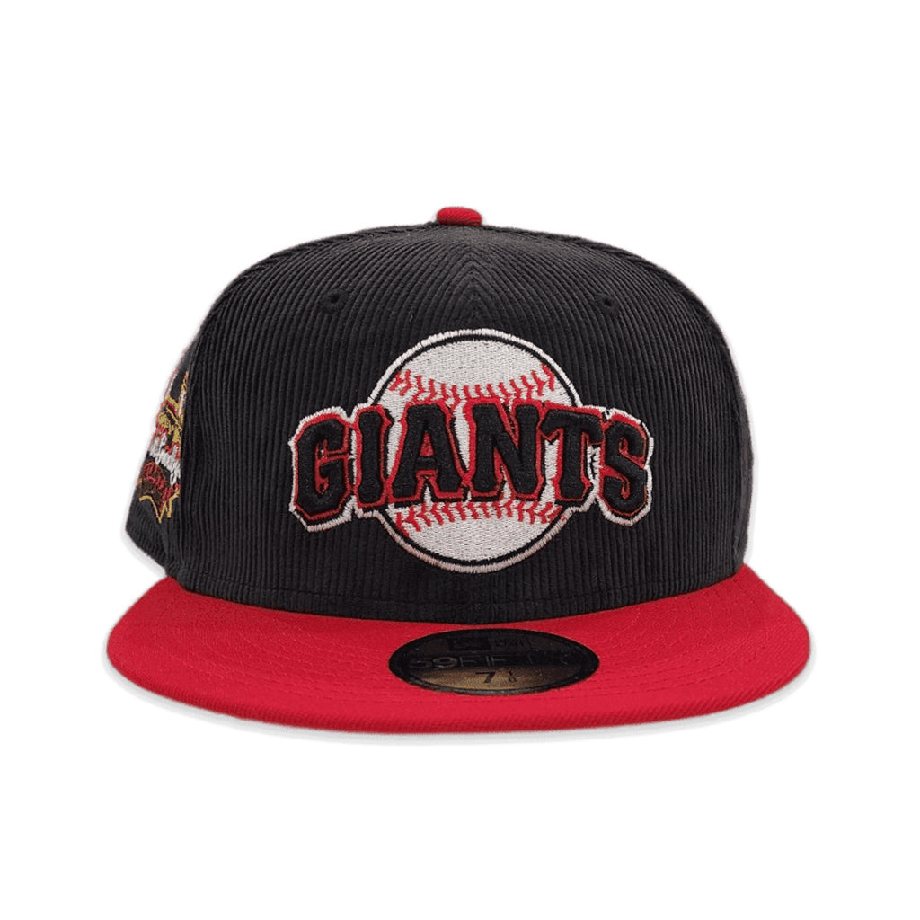 Black Corduroy San Francisco Giants Red Visor Gray Bottom Tell It Goodbye Stadium Side Patch New Era 59Fifty Fitted