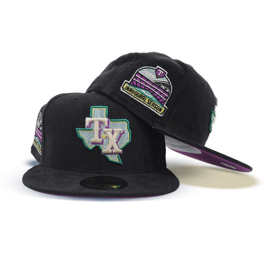 Black Corodury Texas Rangers Grape Purple Bottom 2020 Inaugural Side Patch New Era 59Fifty Fitted