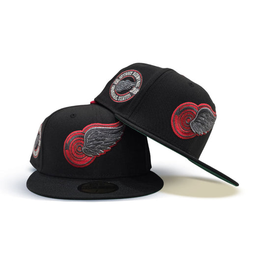 Black Detroit Red Wings Green Bottom 1926 Inaugural Season Side Patch New Era 59Fifty Fitted