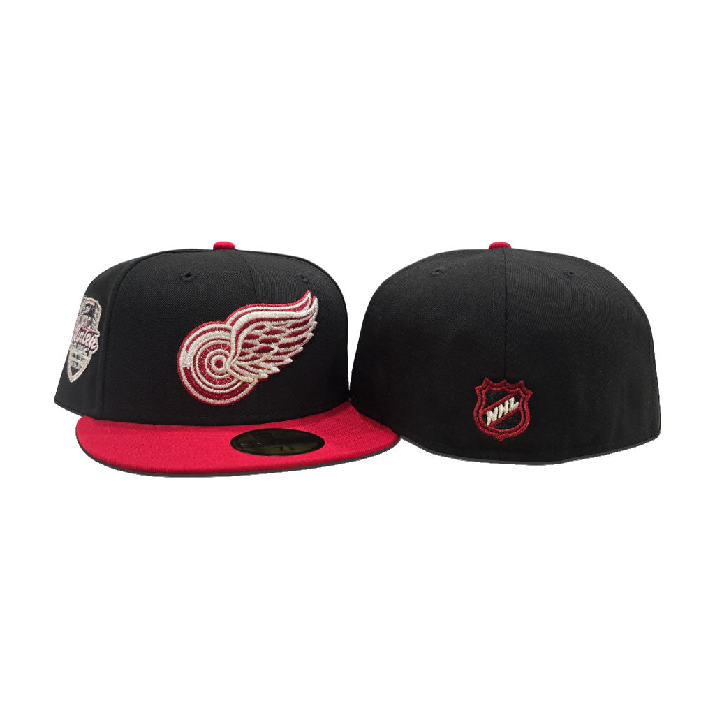 Black Detroit Red Wings Red Visor Gray Bottom 2014 Winter Classic Side Patch New Era 59Fifty Fitted