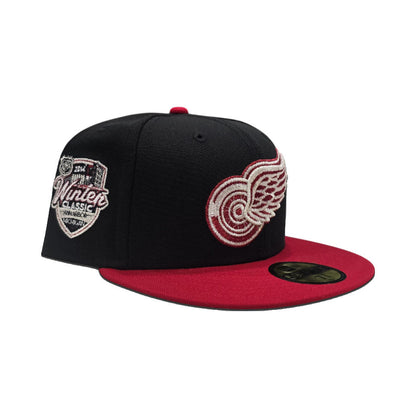 Black Detroit Red Wings Red Visor Gray Bottom 2014 Winter Classic Side Patch New Era 59Fifty Fitted