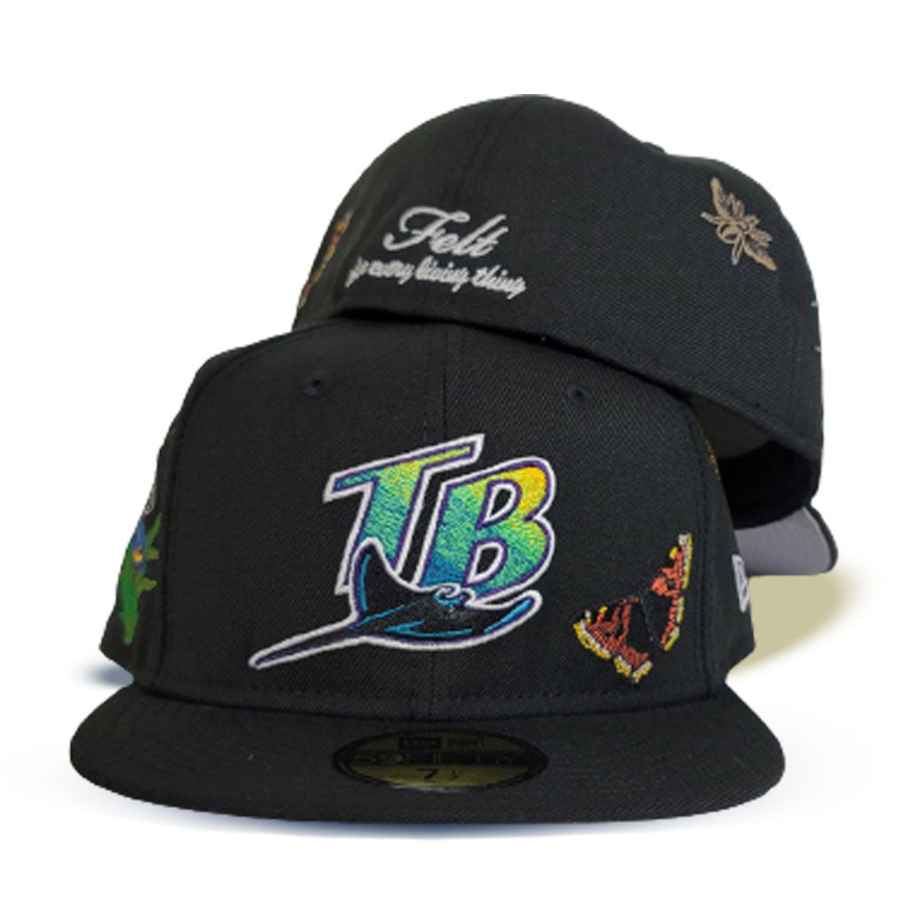 Black Felt Tampa Bay Rays Gray Bottom New Era 59Fifty Fitted