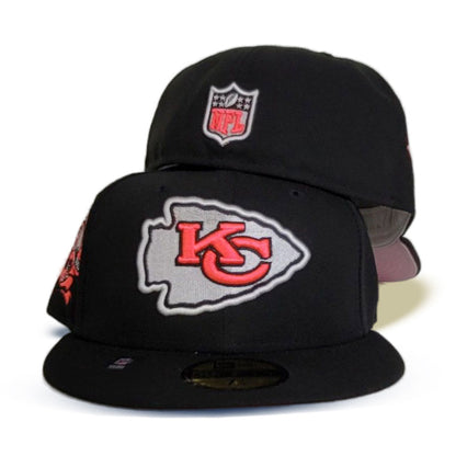 Black Kansas City Chiefs Pink Bottom 40th Season Side Patch New Era 59Fifty Fitted