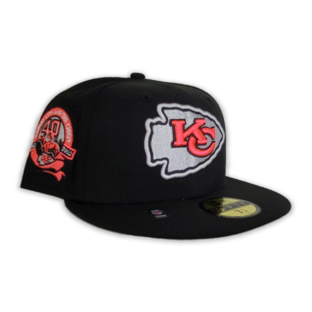 Black Kansas City Chiefs Pink Bottom 40th Season Side Patch New Era 59Fifty Fitted