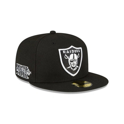 Black Las Vegas Raiders Gray Bottom XVIII Super Bowl Side Patch New Era 59Fifty Fitted