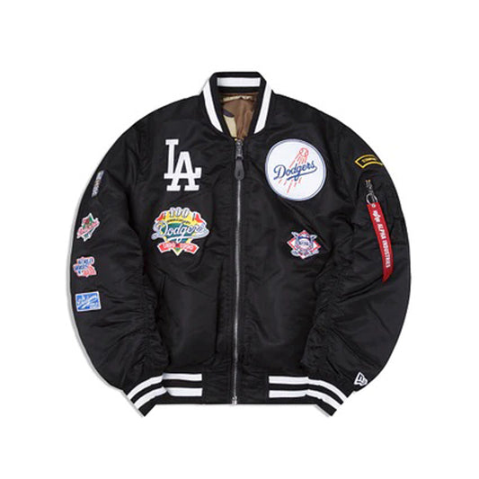 Black Los Angeles Dodgers Alpha Industries X New Era Reversible MA-1 Bomber Jacket