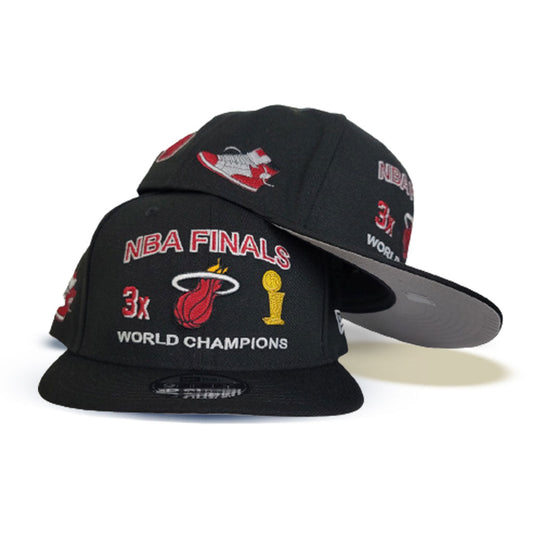 Black NBA Finals 3X World Champions Miami Heat New Era 9Fifty Snapback
