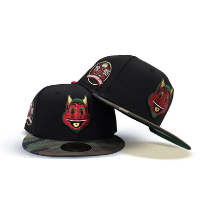 Black Mascot New Jersey Devils Camo Visor Gray Bottom 1995 Stanley Cup 20th Anniversary Side Patch New Era 59Fifty Fitted