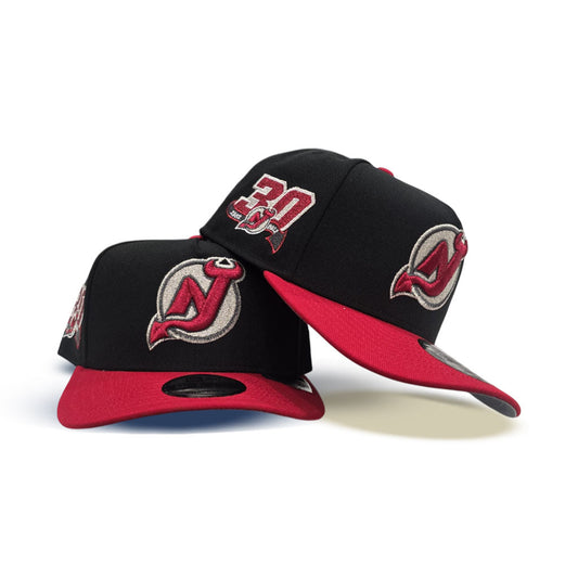 Black New Jersey Devils Red Visor Gray Bottom 30th Anniversary Side Patch New Era Curved Brim A-Frame 9Forty Snapback