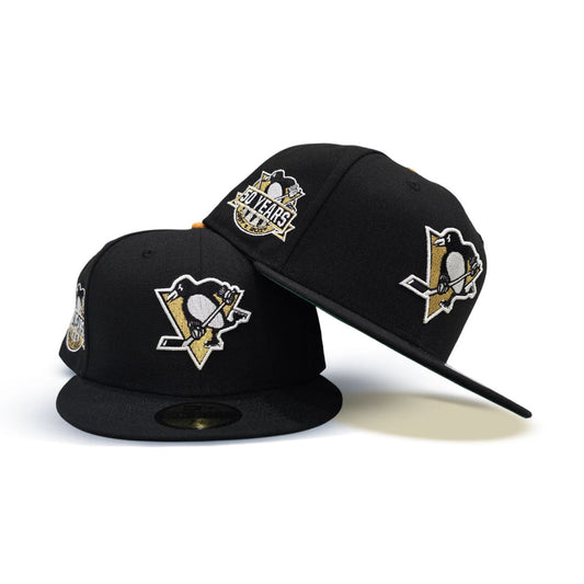 Black Pittsburgh Penguins Green Bottom 50 Years Side Patch New Era 59Fifty Fitted