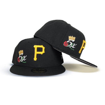 Black Pittsburgh Pirates 5X World Series Champions Crown New Era 59Fifty Fitted