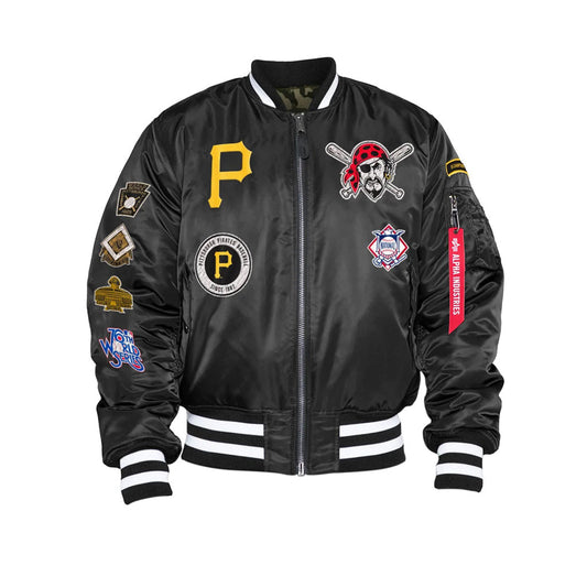 Black Pittsburgh Pirates Alpha Industries X New Era Reversible MA-1 Bomber Jacket