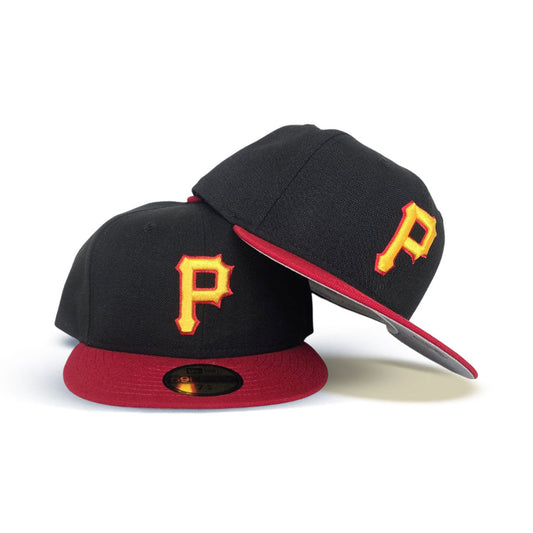 Black Pittsburgh Pirates Red Visor Gray Bottom New Era 59Fifty True Authentic On Field Fitted