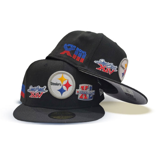 Black Pittsburgh Steelers 6X Super Bowl Champions New Era 59Fifty Fitted