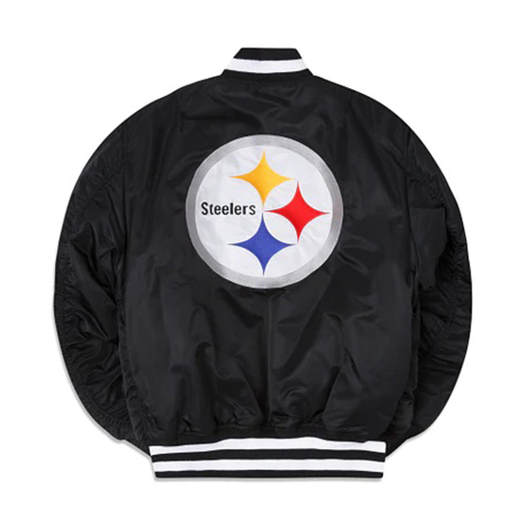 Black Pittsburgh Steelers Alpha Industries X New Era Reversible MA-1 Bomber Jacket