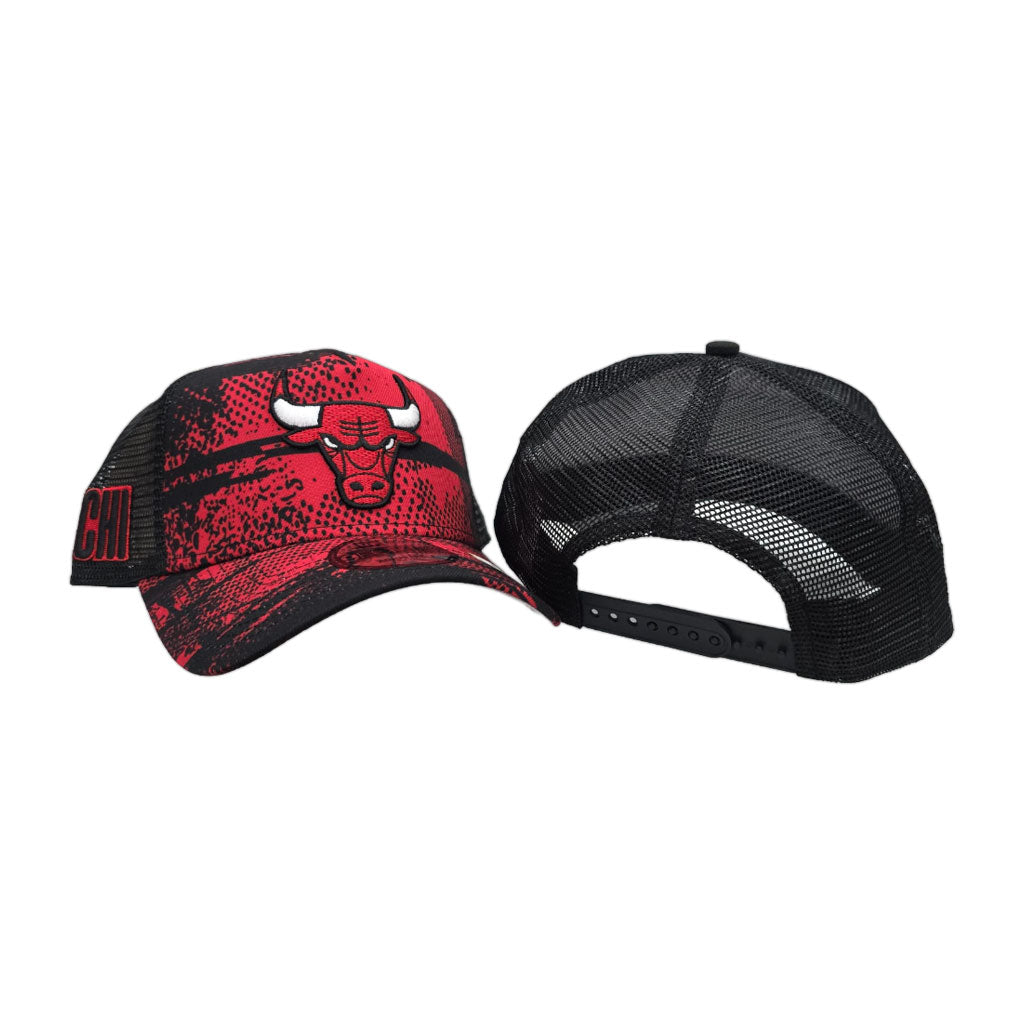 Black/Red Tip Off Chicago Bulls Curved Brim Gray Bottom NBA CHI Side Patch New Era 9Forty Snapback