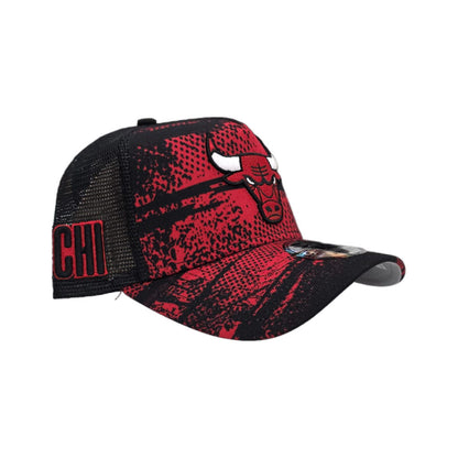 Black/Red Tip Off Chicago Bulls Curved Brim Gray Bottom NBA CHI Side Patch New Era 9Forty Snapback