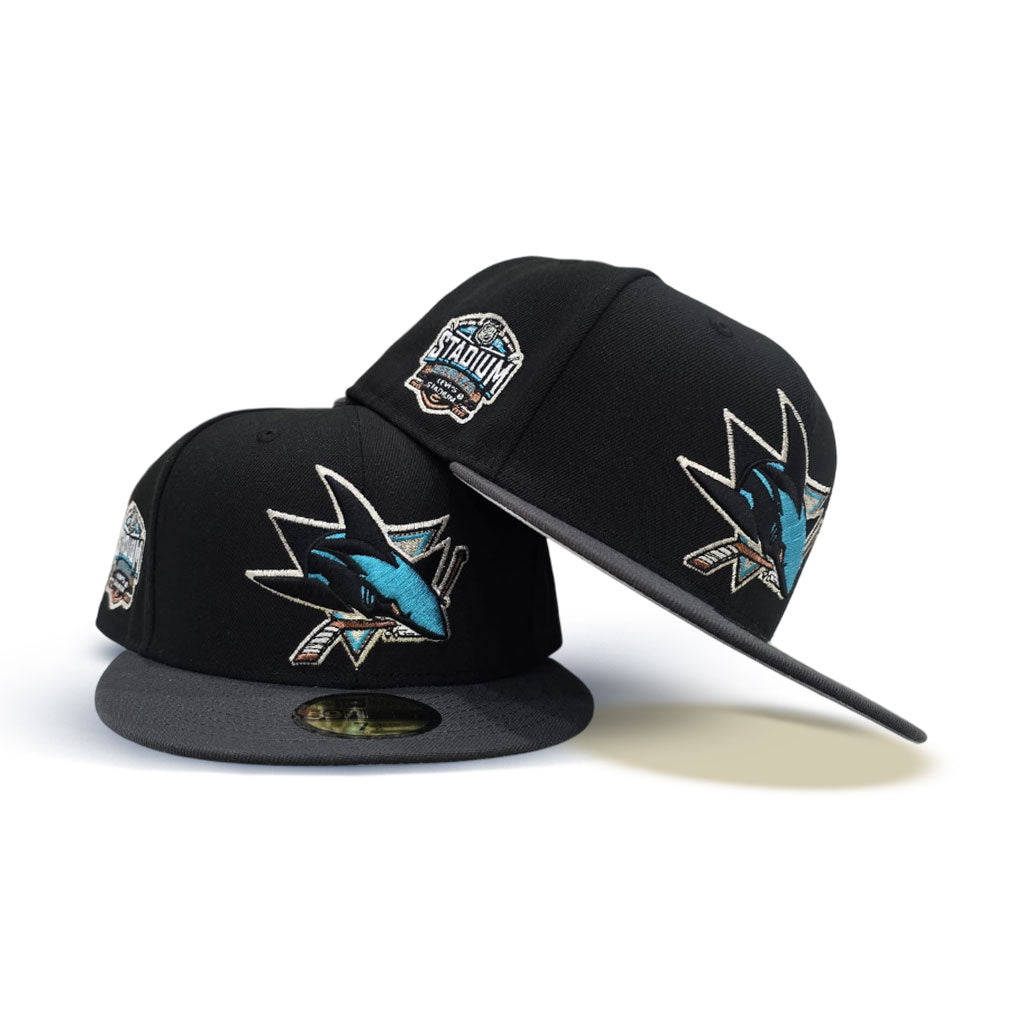 Black San Jose Sharks Dark Gray Visor Gray Bottom 2015 Stadium Series Side Patch New Era 59Fifty Fitted