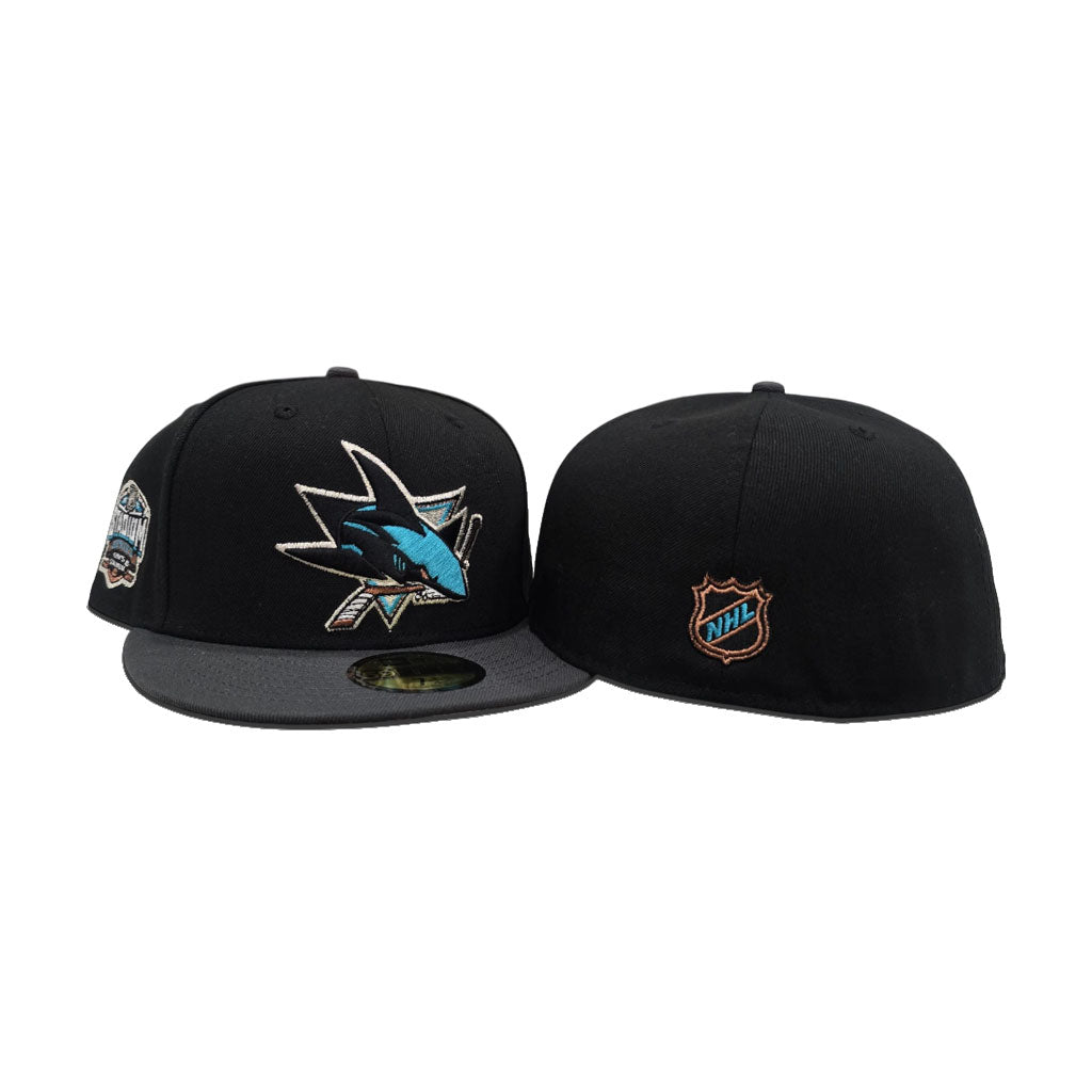Black San Jose Sharks Dark Gray Visor Gray Bottom 2015 Stadium Series Side Patch New Era 59Fifty Fitted