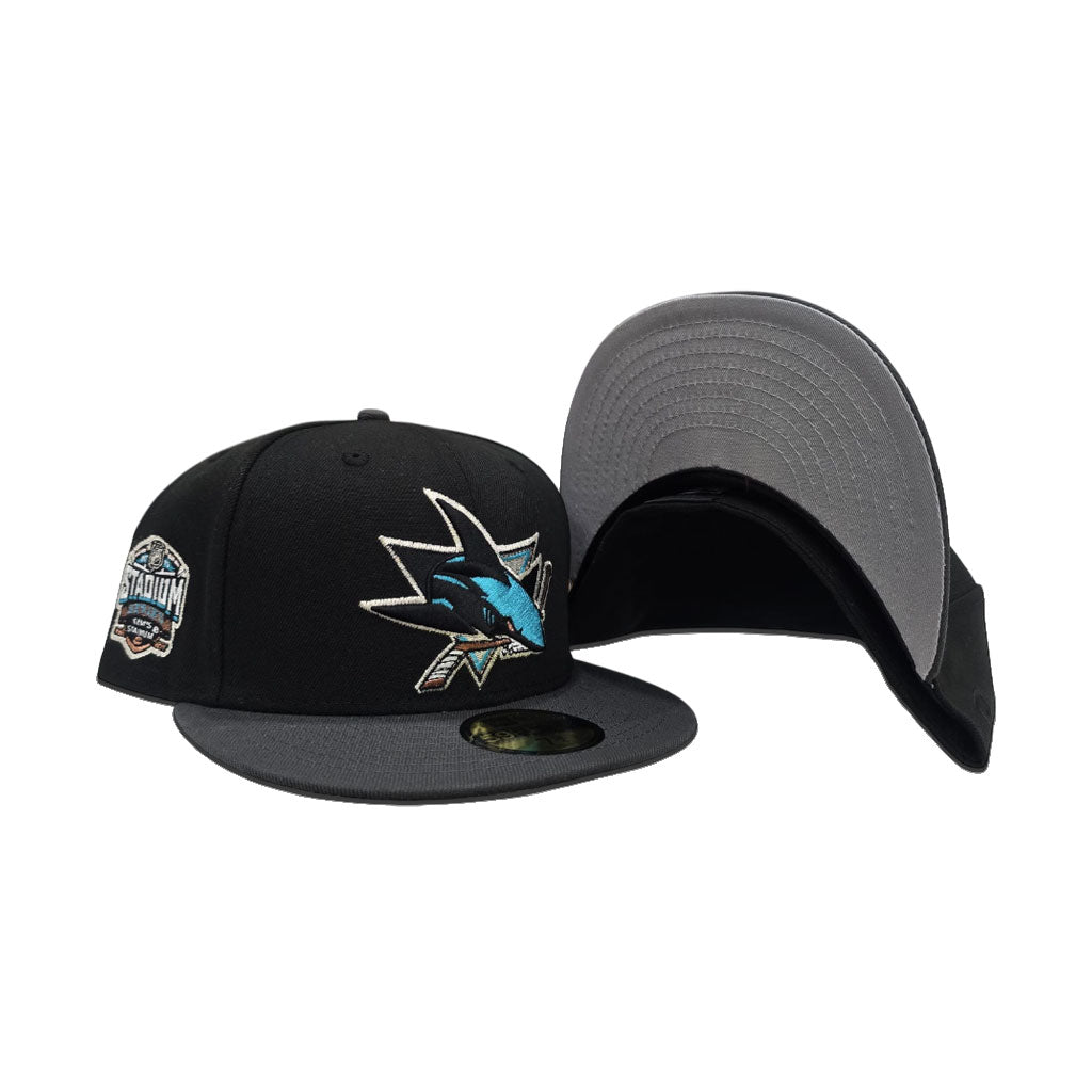 Black San Jose Sharks Dark Gray Visor Gray Bottom 2015 Stadium Series Side Patch New Era 59Fifty Fitted