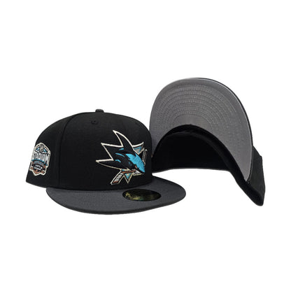 Black San Jose Sharks Dark Gray Visor Gray Bottom 2015 Stadium Series Side Patch New Era 59Fifty Fitted