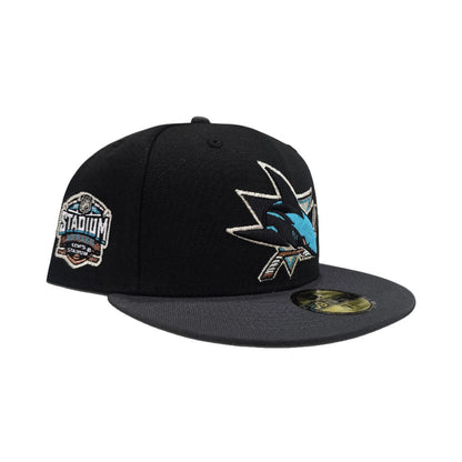 Black San Jose Sharks Dark Gray Visor Gray Bottom 2015 Stadium Series Side Patch New Era 59Fifty Fitted