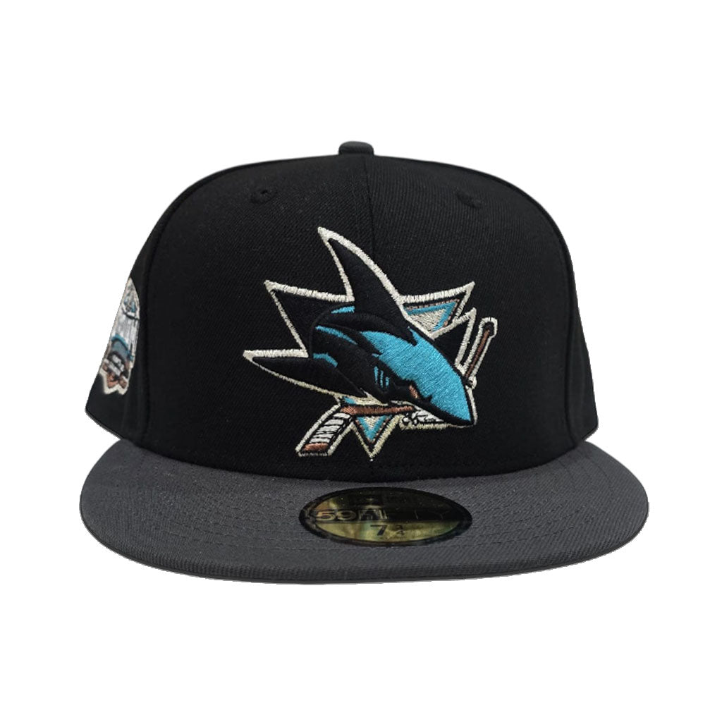 Black San Jose Sharks Dark Gray Visor Gray Bottom 2015 Stadium Series Side Patch New Era 59Fifty Fitted