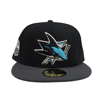 Black San Jose Sharks Dark Gray Visor Gray Bottom 2015 Stadium Series Side Patch New Era 59Fifty Fitted