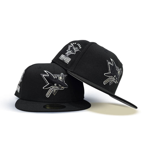 Black San Jose Sharks Gray Bottom 5th Season Side Patch New Era 59Fifty Fitted