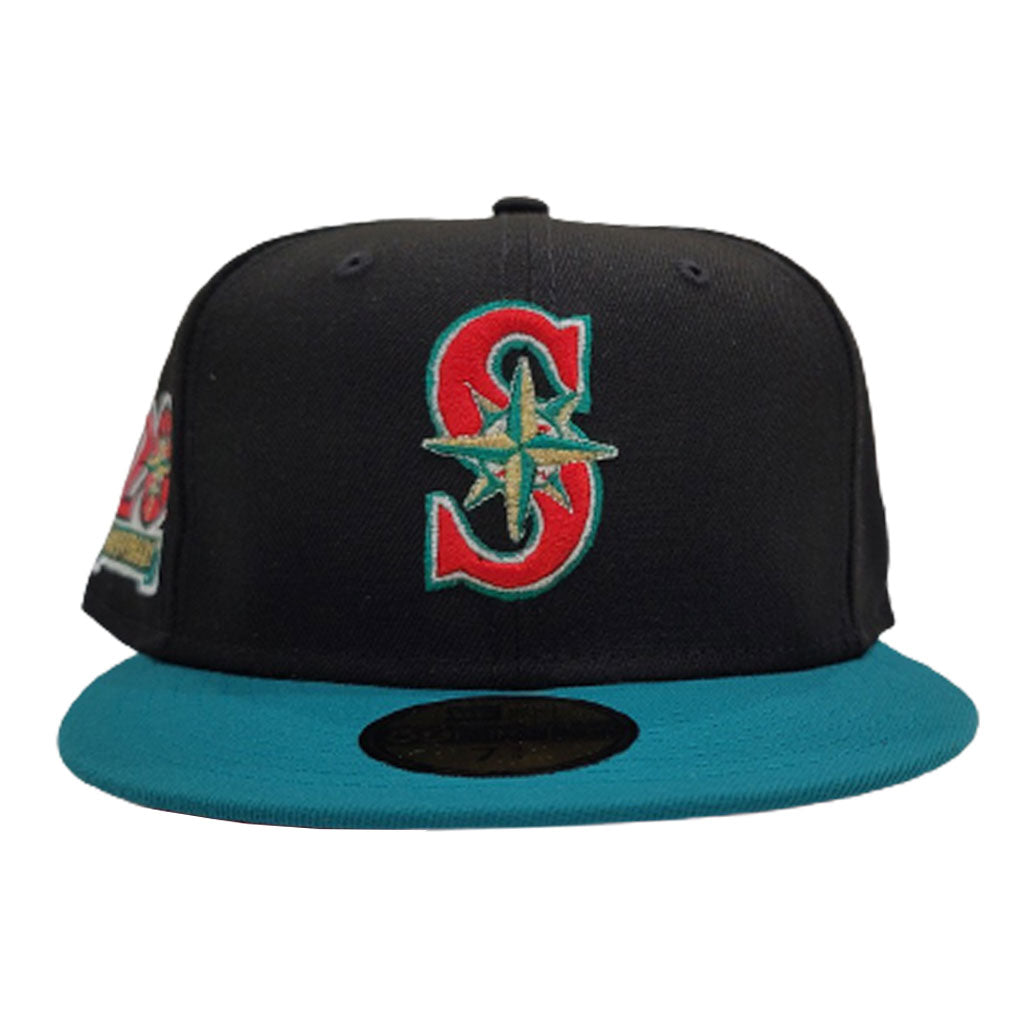 Black Seattle Mariners Red Bottom 20th Anniversary Side Patch New Era 59Fifty Fitted