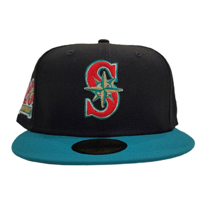 Black Seattle Mariners Red Bottom 20th Anniversary Side Patch New Era 59Fifty Fitted