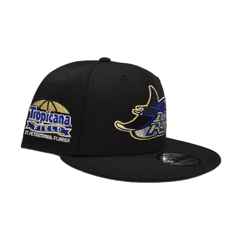 Black Royal Blue/Gold Tampa Bay Rays Gray Bottom Tropicana Field Side Patch New Era 9Fifty Snapback