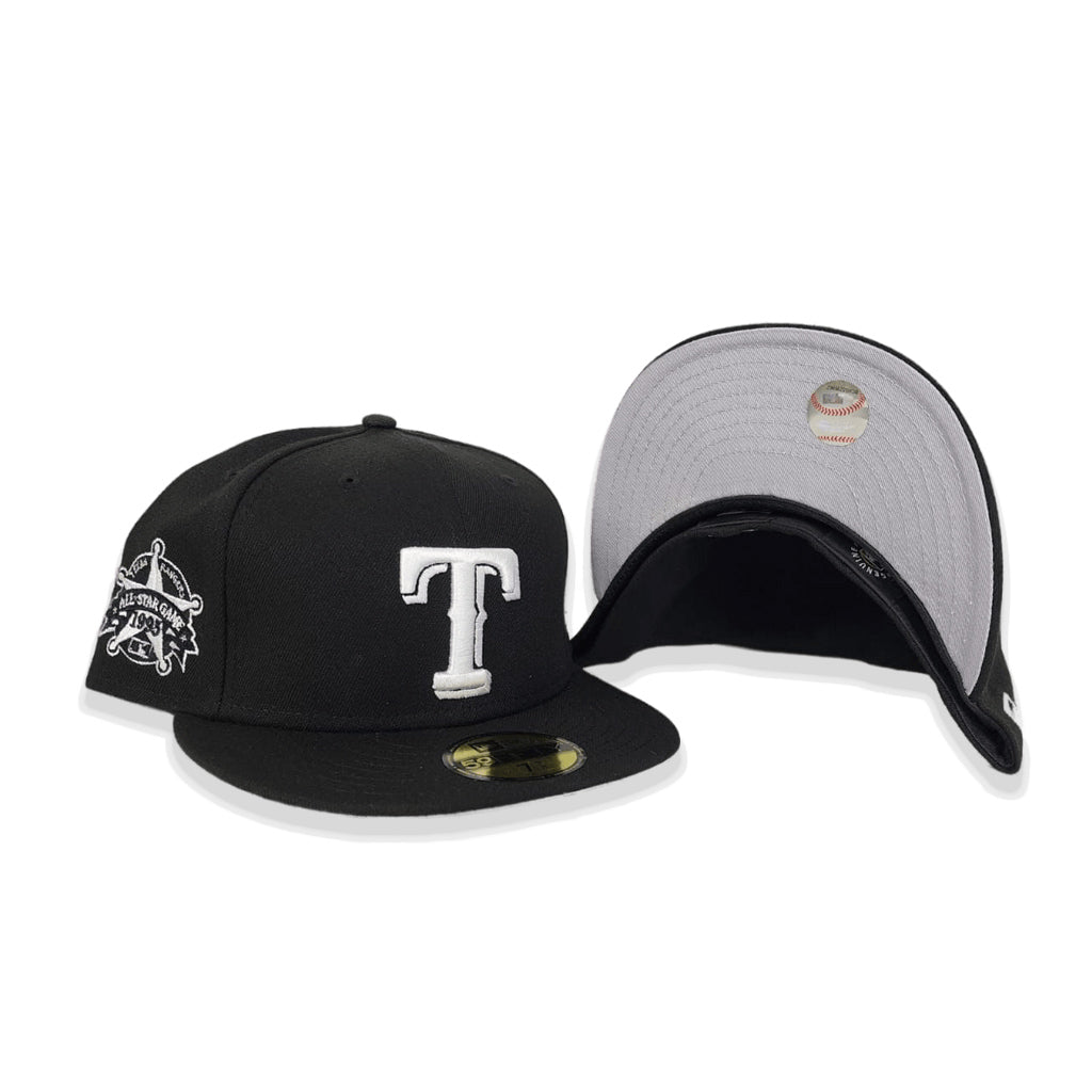Black Texas Rangers Gray Bottom 1995 All Star Game Side Patch New Era 59Fifty Fitted