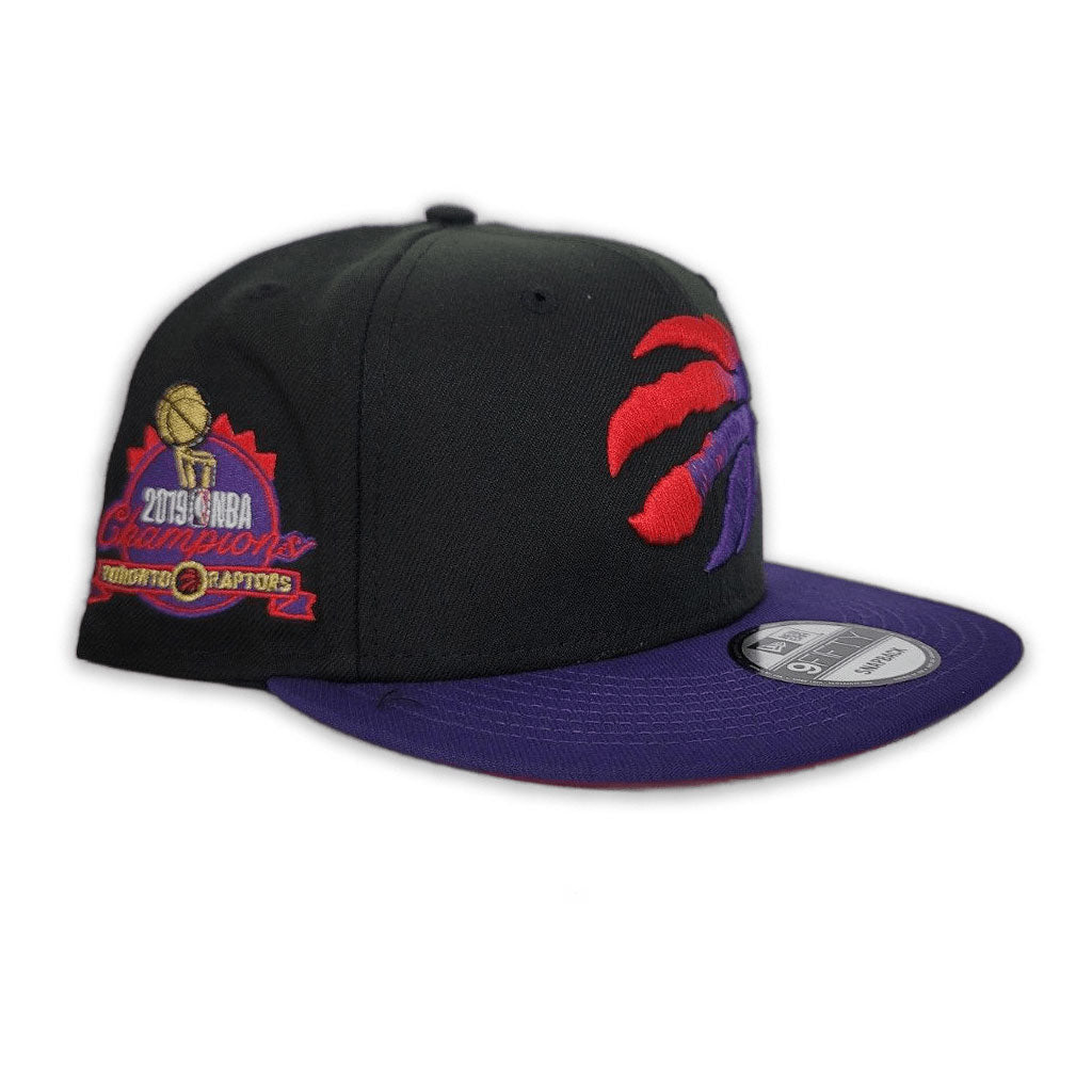 Black Toronto Traptors Purple Visor Red Bottom 2019 Champions Side Patch New Era 9Fifty Snapback